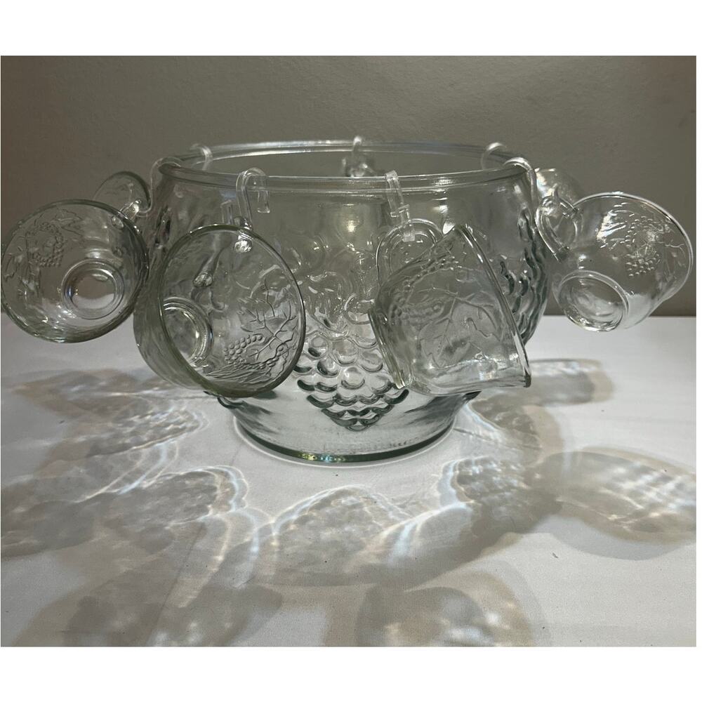 Vintage 1980s‎ Indiana Glass Celebration Punch Bowl Set